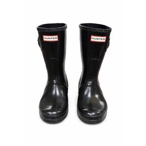Original Hunter Gloss Black Rubber Rain Snow Mid Calf Short Boots sz 8 NEW